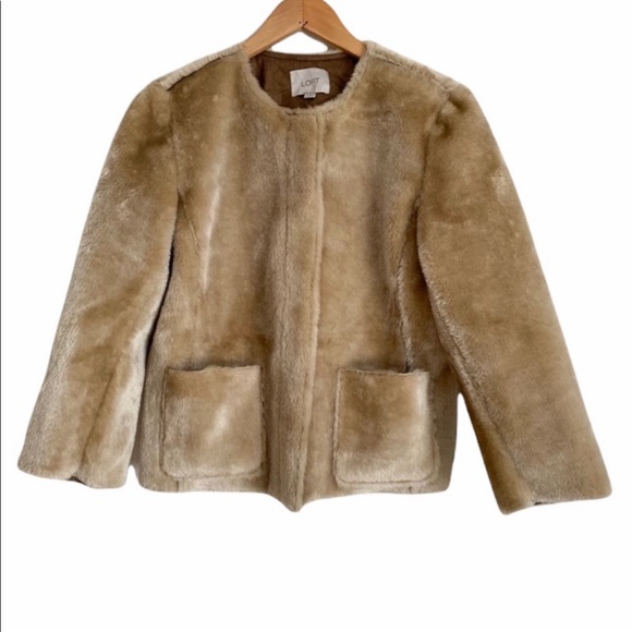 NWT LOFT Faux Fur Suede Jacket Coat Size Small - Picture 2 of 13